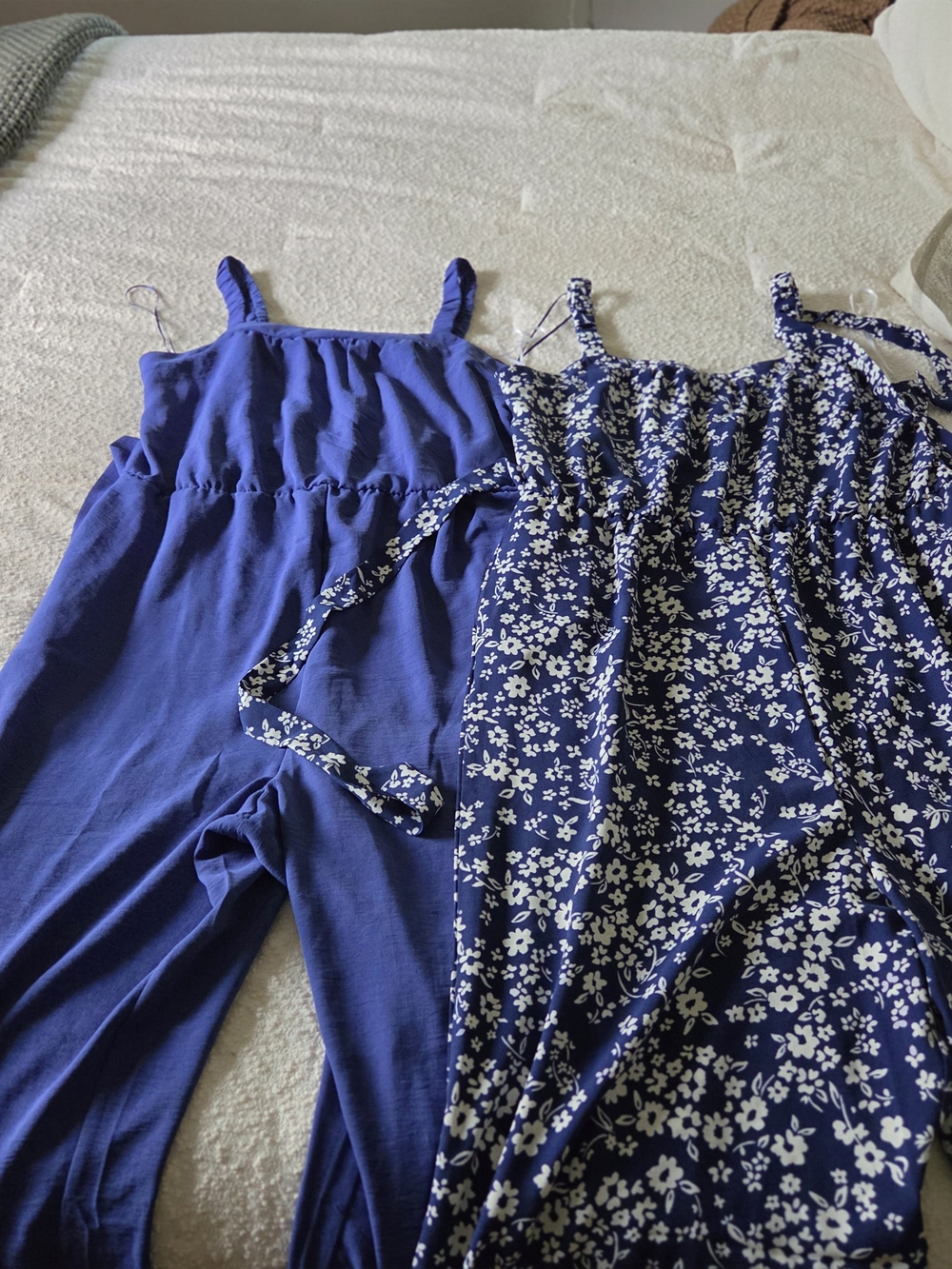 Maurices Royal Blue Solid & Floral Jumpsuits - Picture 1 of 5